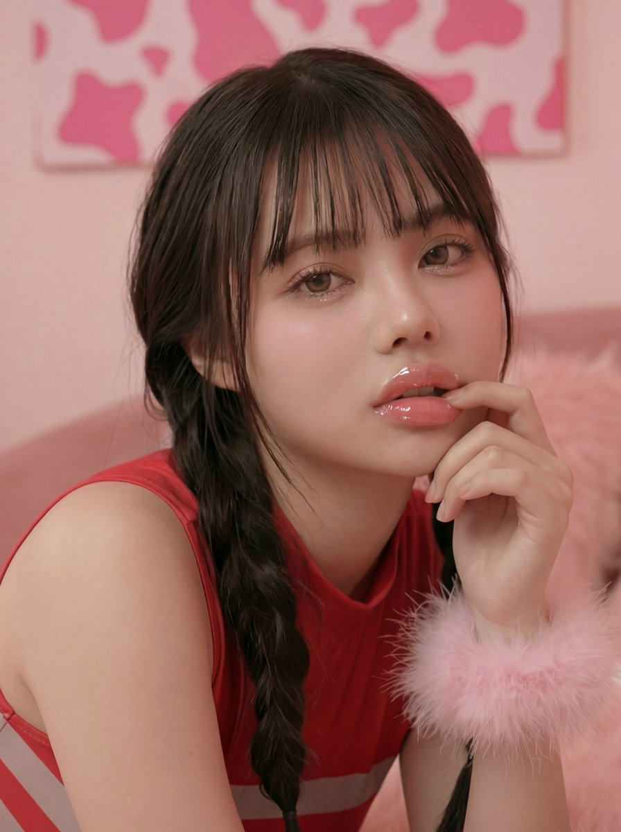 A young girl with sexy and alluring lips