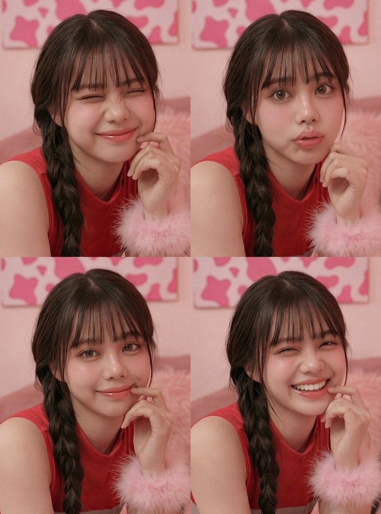 The Pretty Girl's Close-Up: A 2x2 Grid of Expression