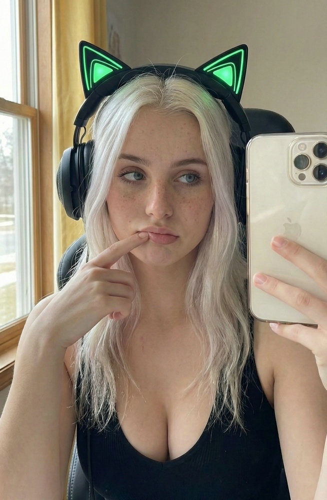 AI Pretty Girl Selfie: Gaming Headset Portrait 2