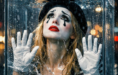 AI Pretty Girl Mime: Underwater Glass Box Portrait Prompt