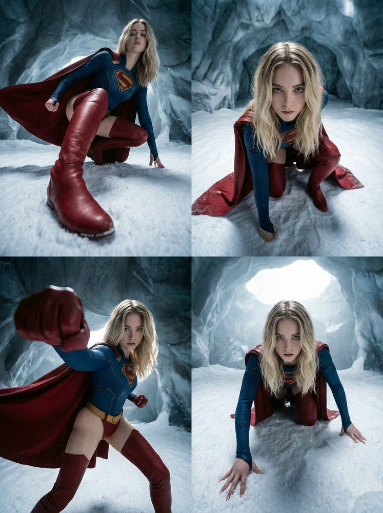 Superhero AI Girl: Dramatic Angle Portrait Series