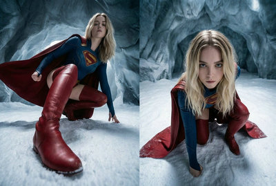 Superhero AI Girl: Dramatic Angle Portrait Series