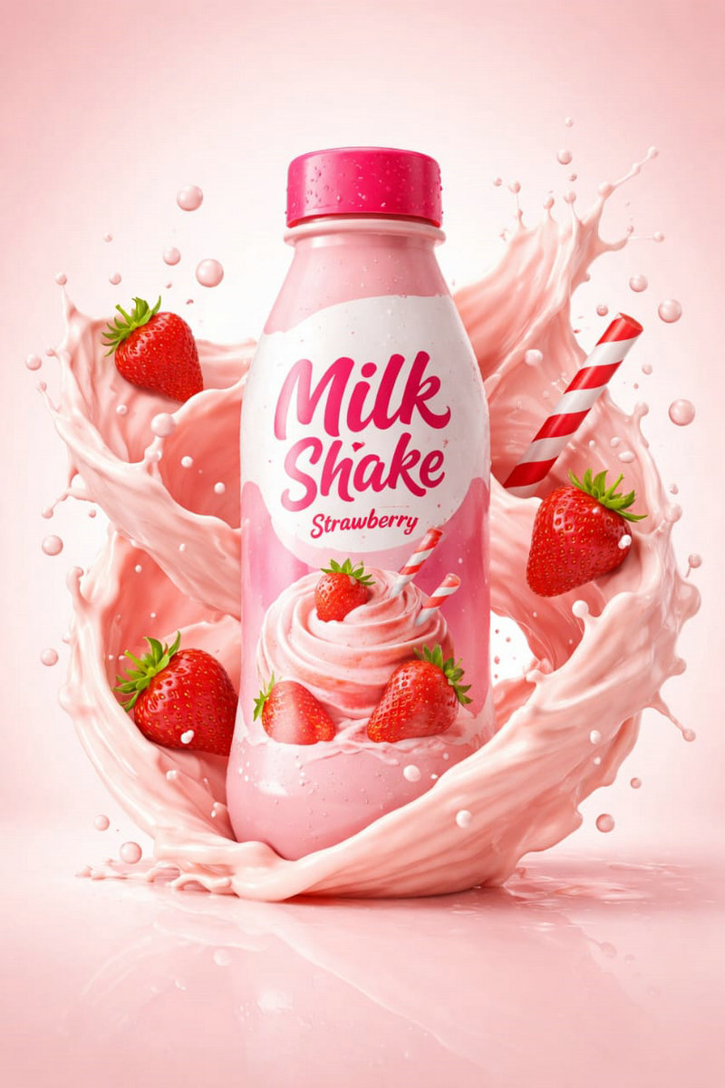 AI Product Showcase: Milk Shake Bottle