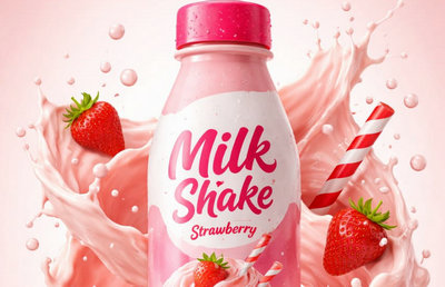 AI Product Showcase: Milk Shake Bottle Promotional Portrait