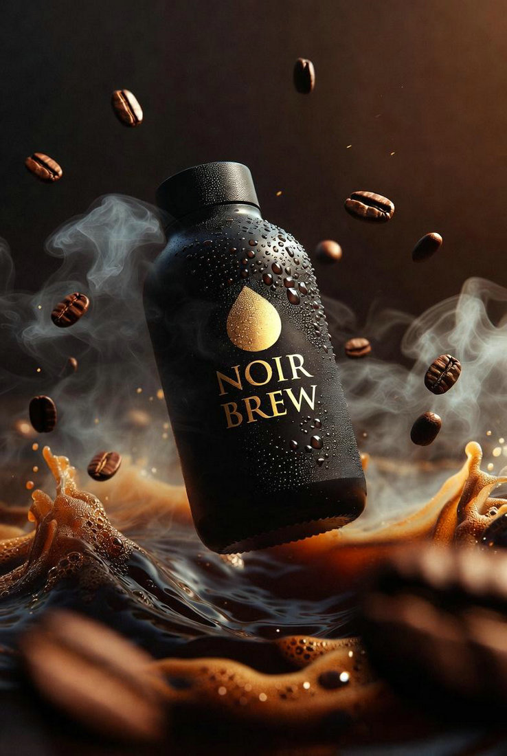 AI Noir Brew: Coffee Bottle Cinematic Product
