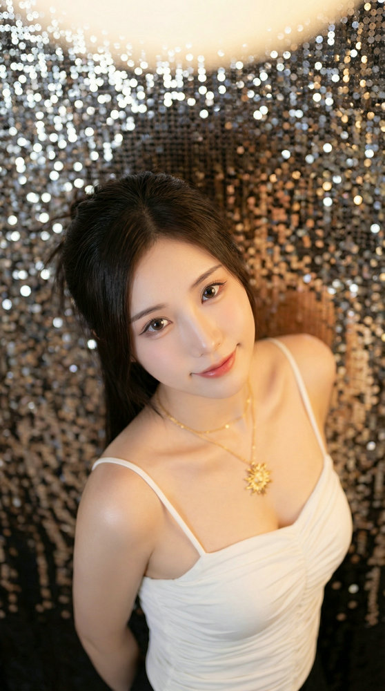 AI Pretty Girl Mosaic: High-Angle Warm Portrait 1