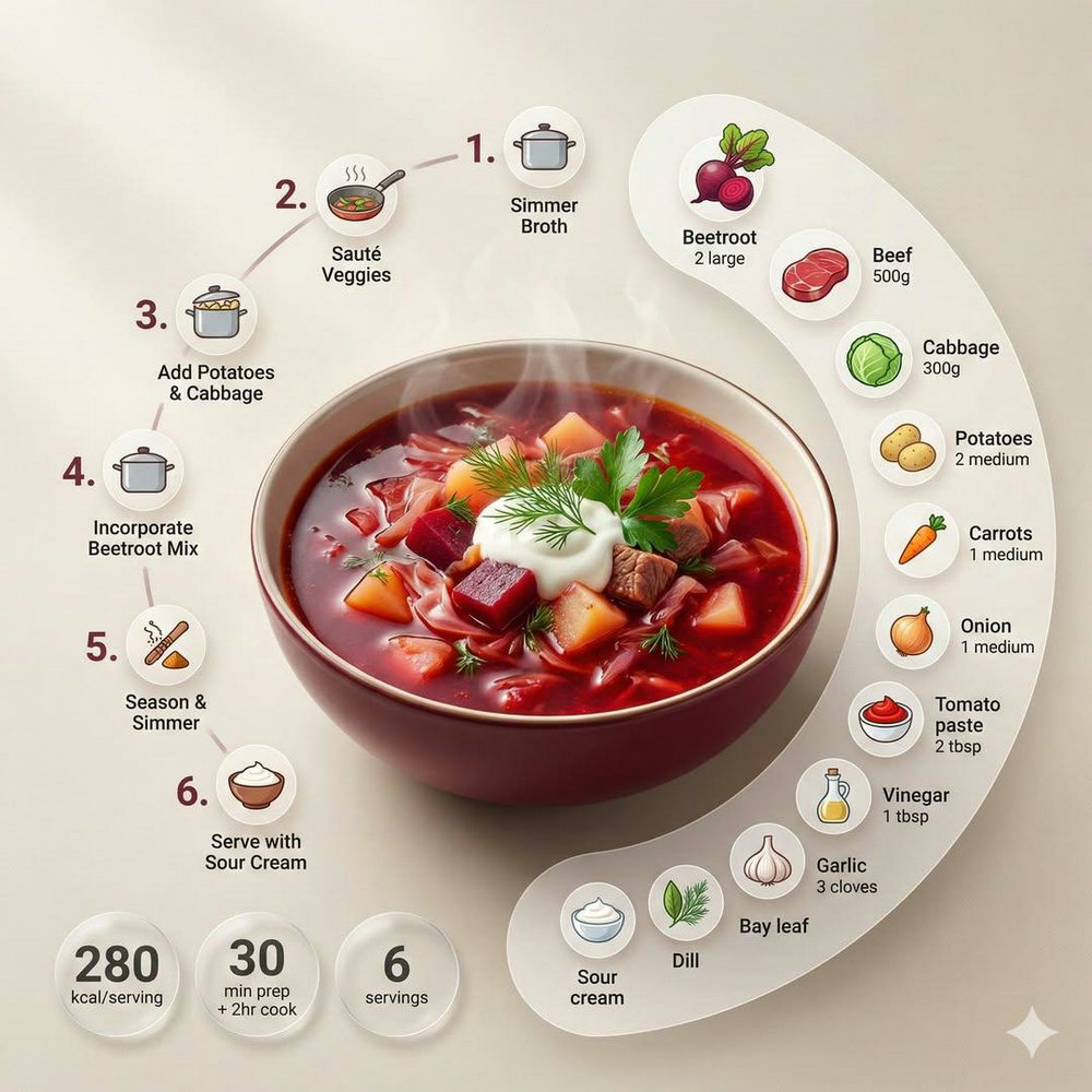 Borscht Recipe: Modern Magazine Infographic 2