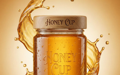 AI Honey Cup: Dynamic Liquid Splash Promotional Prompt
